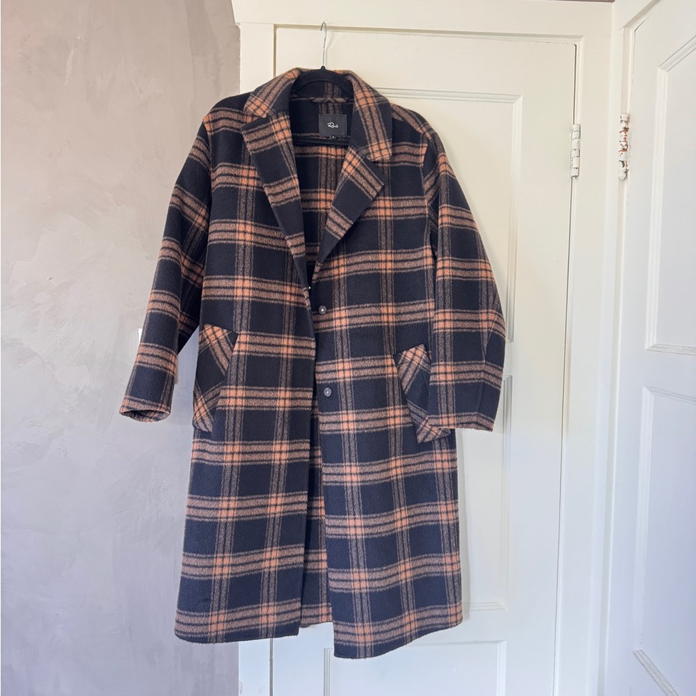 Rails Black and Brown Plaid Trench Coat